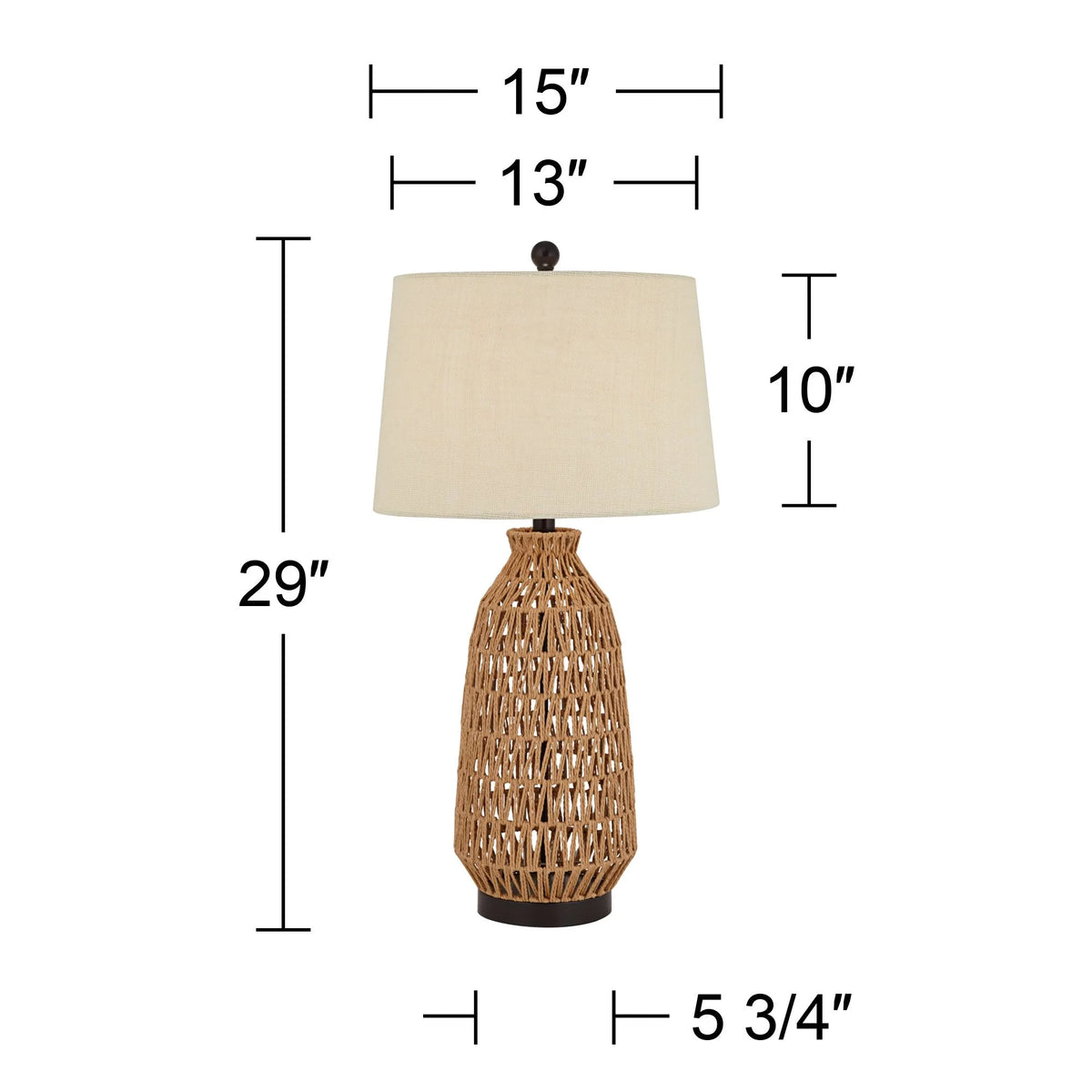 29" Tall Natural Rattan Wicker Table Lamp with Oatmeal Fabric Shade F141096