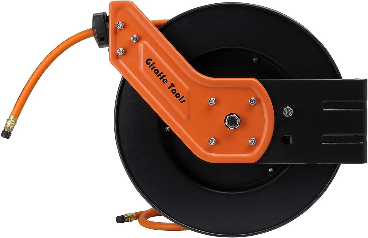 Retractable Air Hose Reel with 3/8 in. x 25 ft Hybrid Hose, 300 PSI Wall Mounted, Pack of 2 P382525