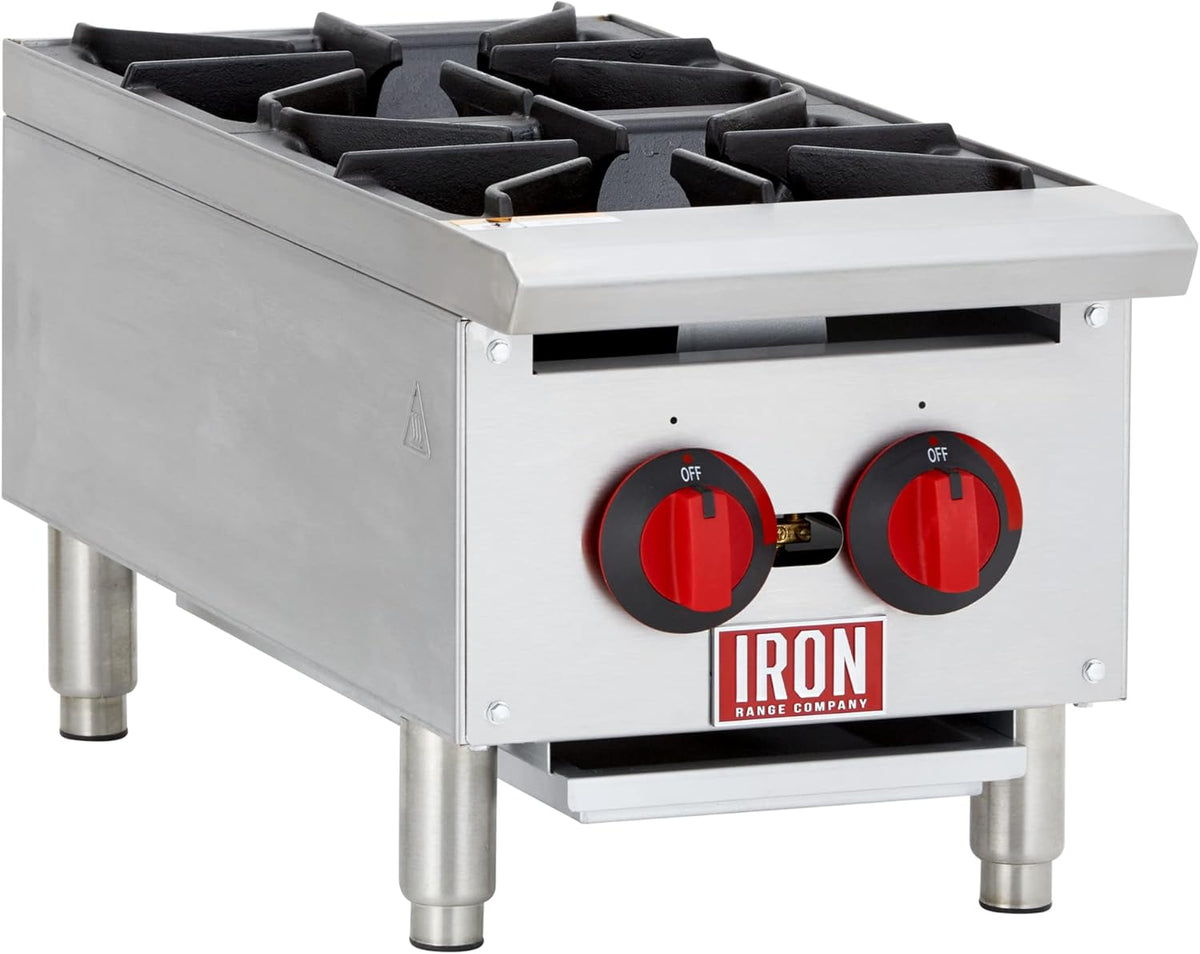 12" Two Burner Countertop Commercial Gas Hot Plate, Stainless Steel U4677