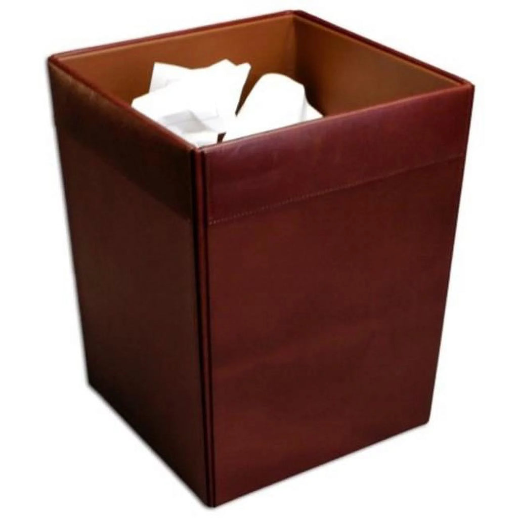 Mocha Leather Square Waste Basket M732680