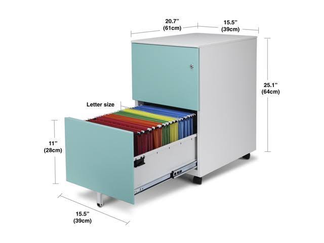 Blue 2-Drawer Metal Mobile File Cabinet E167172
