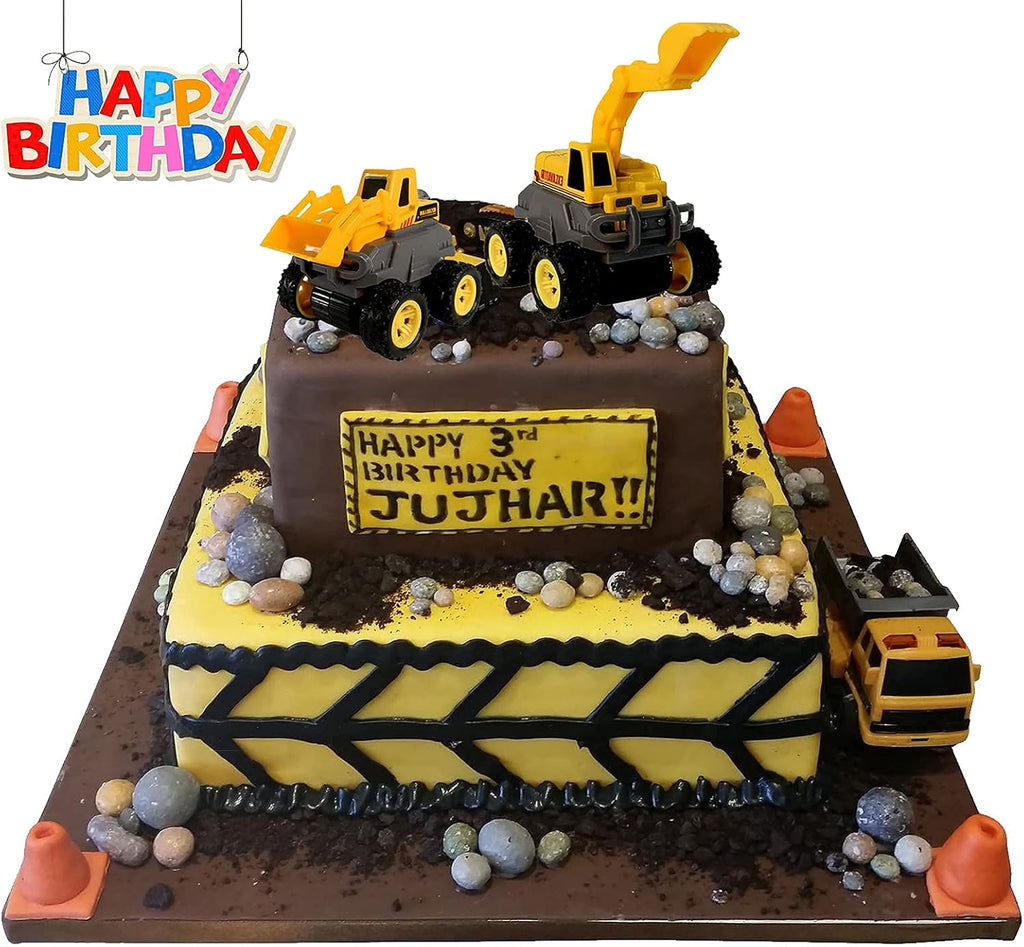 Diecast Toy Trucks Excavator Bulldozer Dump Crane Pack of 2 O714