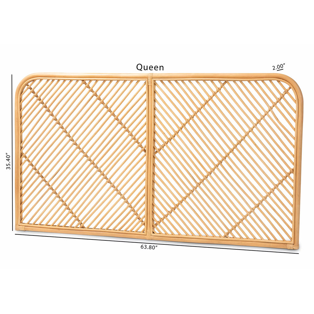 Natural Brown Rattan Queen Size Wall-Mount Headboard K310121