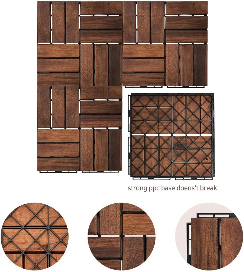 Walnut 12"×12" 9pcs Interlocking Deck Tiles P7740