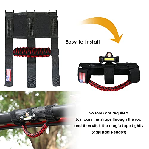 Black 2 Pack Roll Bar Grab Handles with Light for Jeep Wrangler T218586
