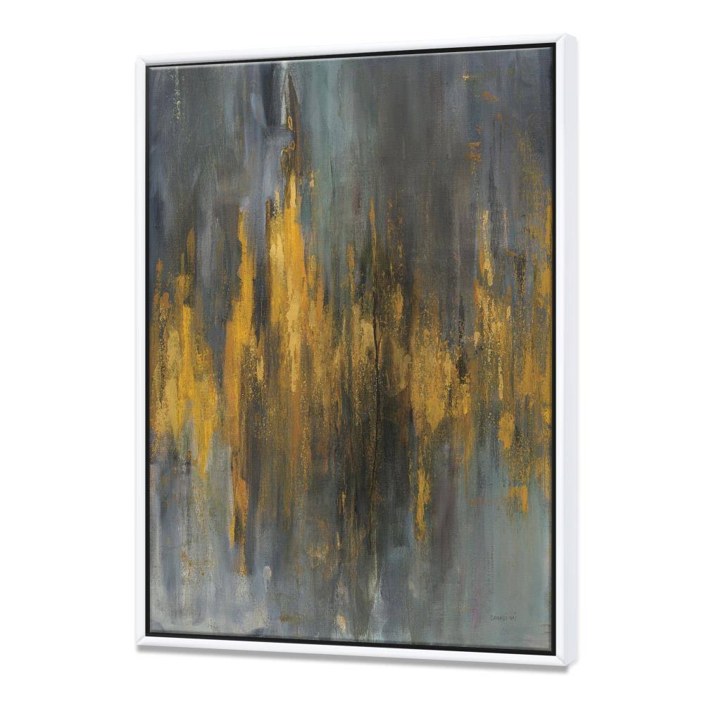 Black and Gold Glam Abstract Framed Canvas 16 inch x 32 inch Y46522