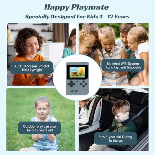 Gray Retro Handheld Games Console with 400 Video Games and 3.0 Inch IPS Screen E834