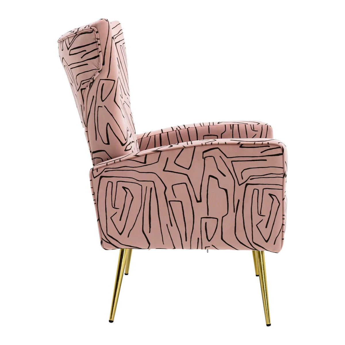 Velvet Wing Back Accent Chair with Metal Gold Legs M9158
