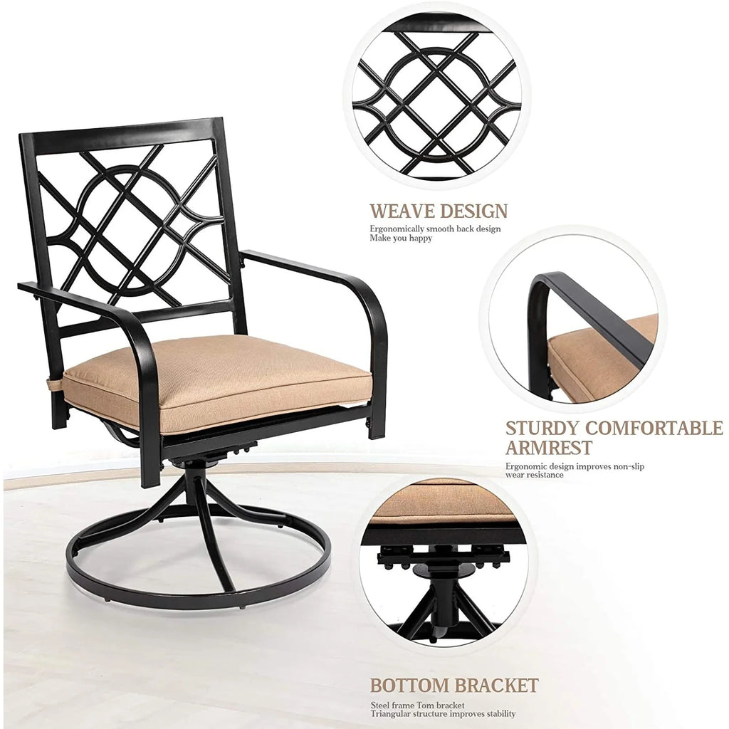 Outdoor Patio Metal Swivel Rocker Dining Chairs Set of 2 G815831