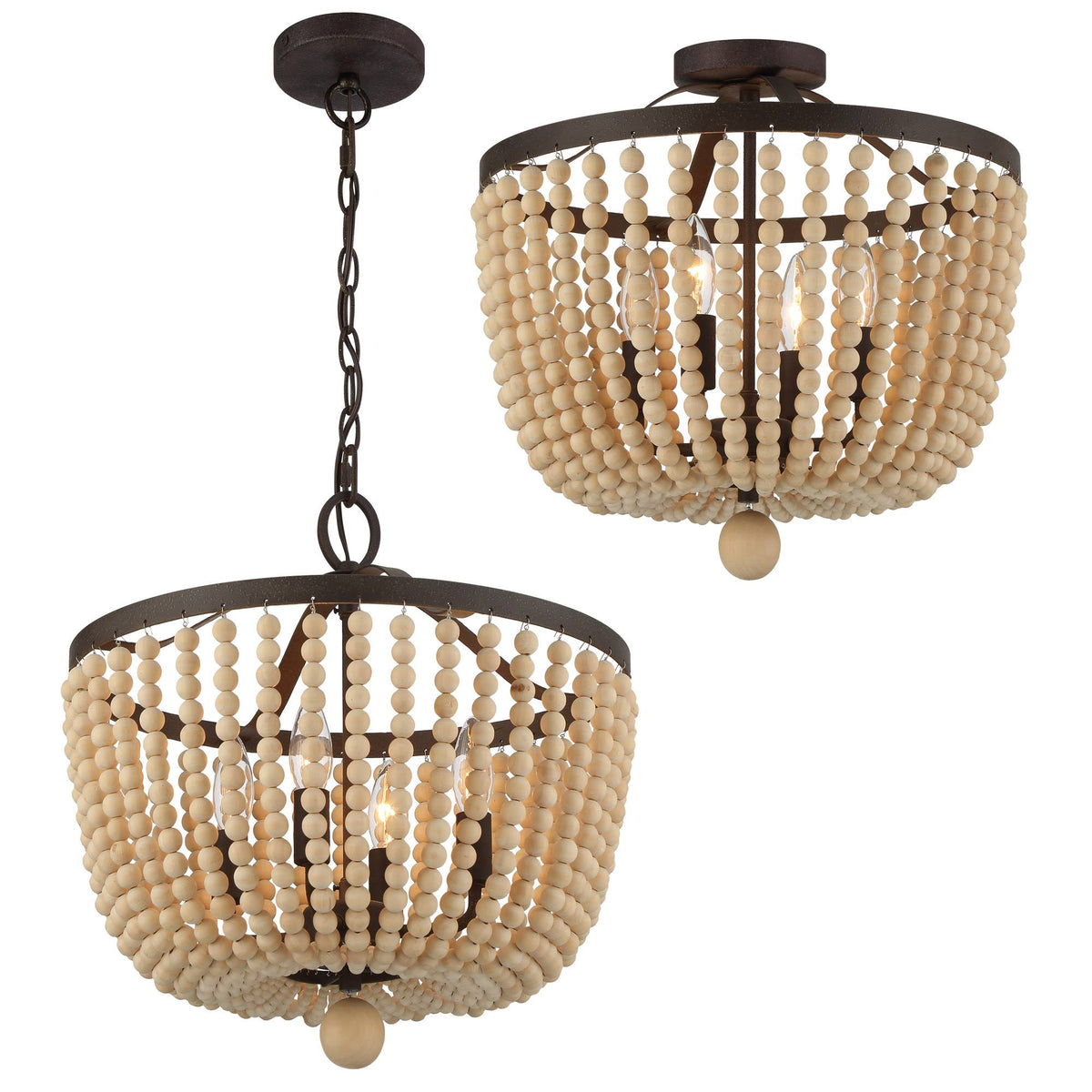 4 Light Forged Bronze Ceiling Mount Q92865