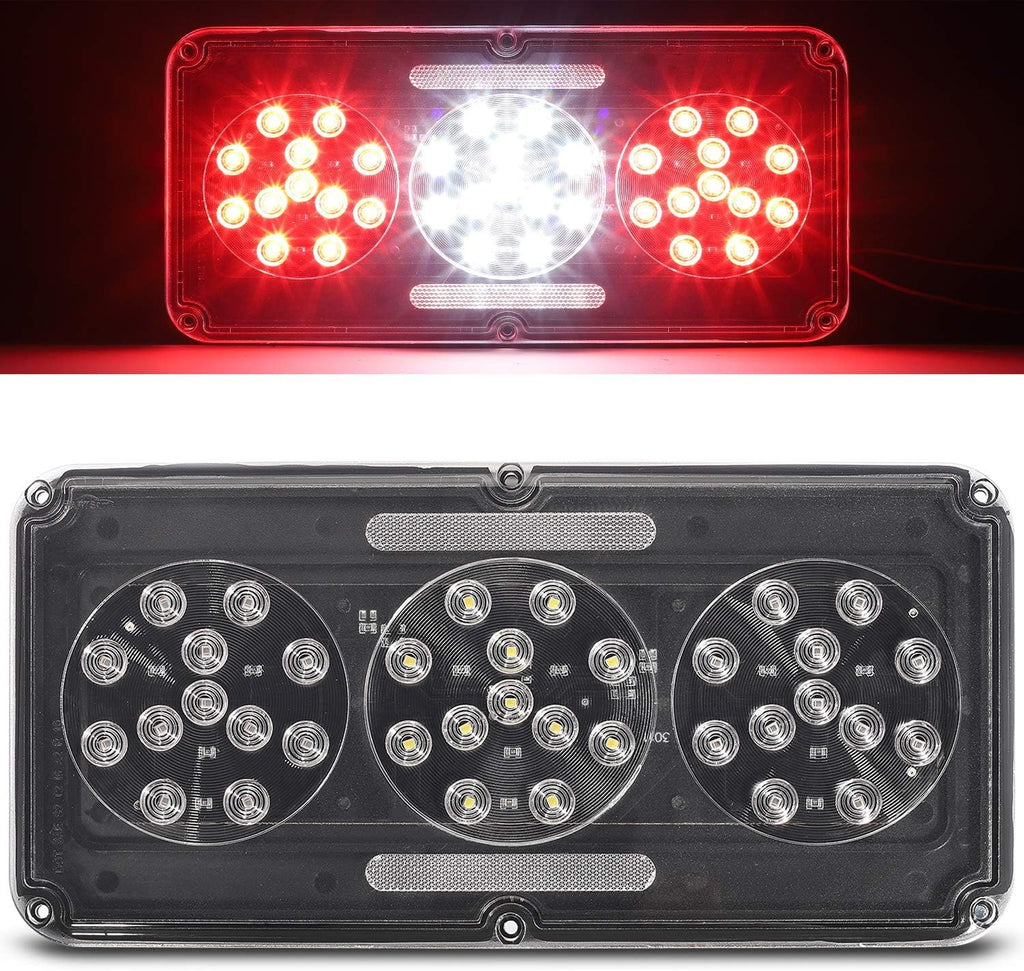 1Pc Rectangular Red Triple LED Trailer Tail Light Clear Lens Z689442