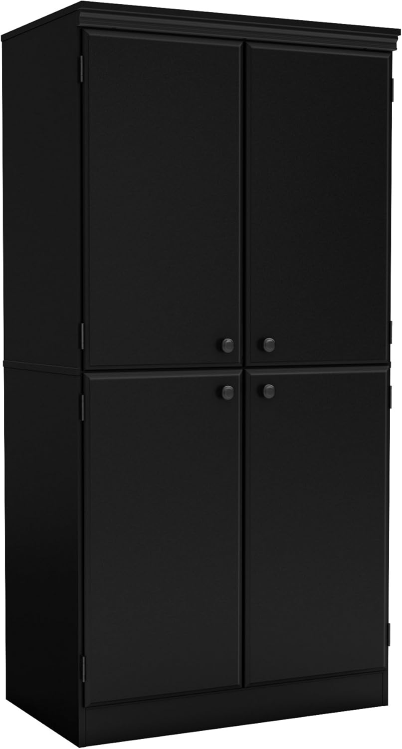 Tall 4-Door Storage Cabinet with Adjustable Shelves, Pure Black V716
