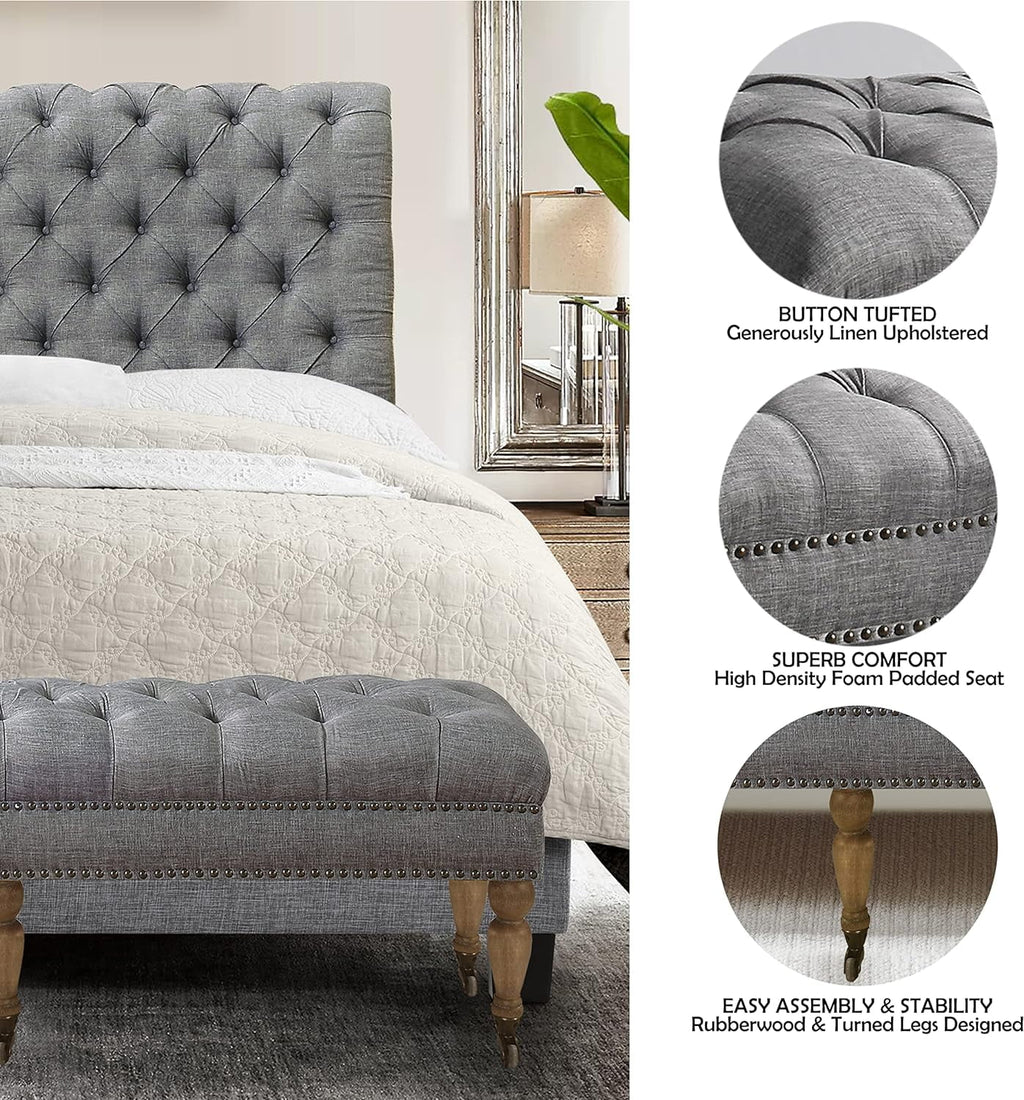 Upholstered Polyester Tufted Rectangular Bench W221726
