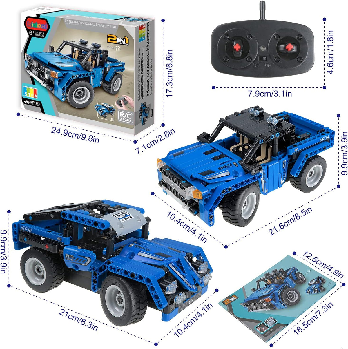 STEM Building Toys 2-in-1 Remote Control Car Building Kits C23632