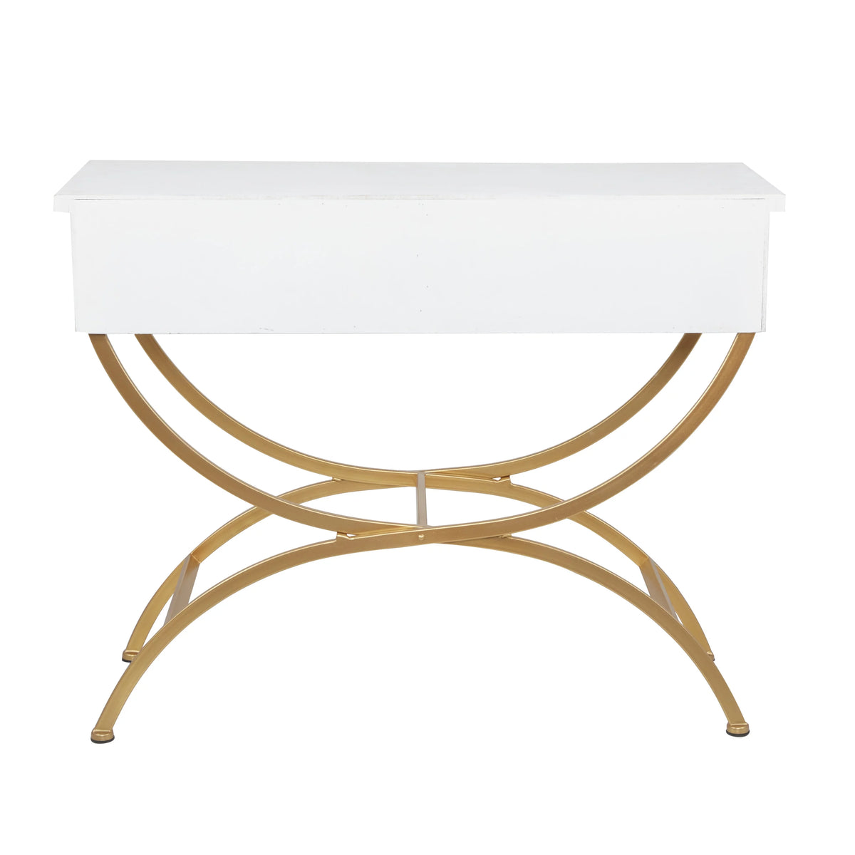 White Wood 2 Drawers Console Table with Arched Base S13917