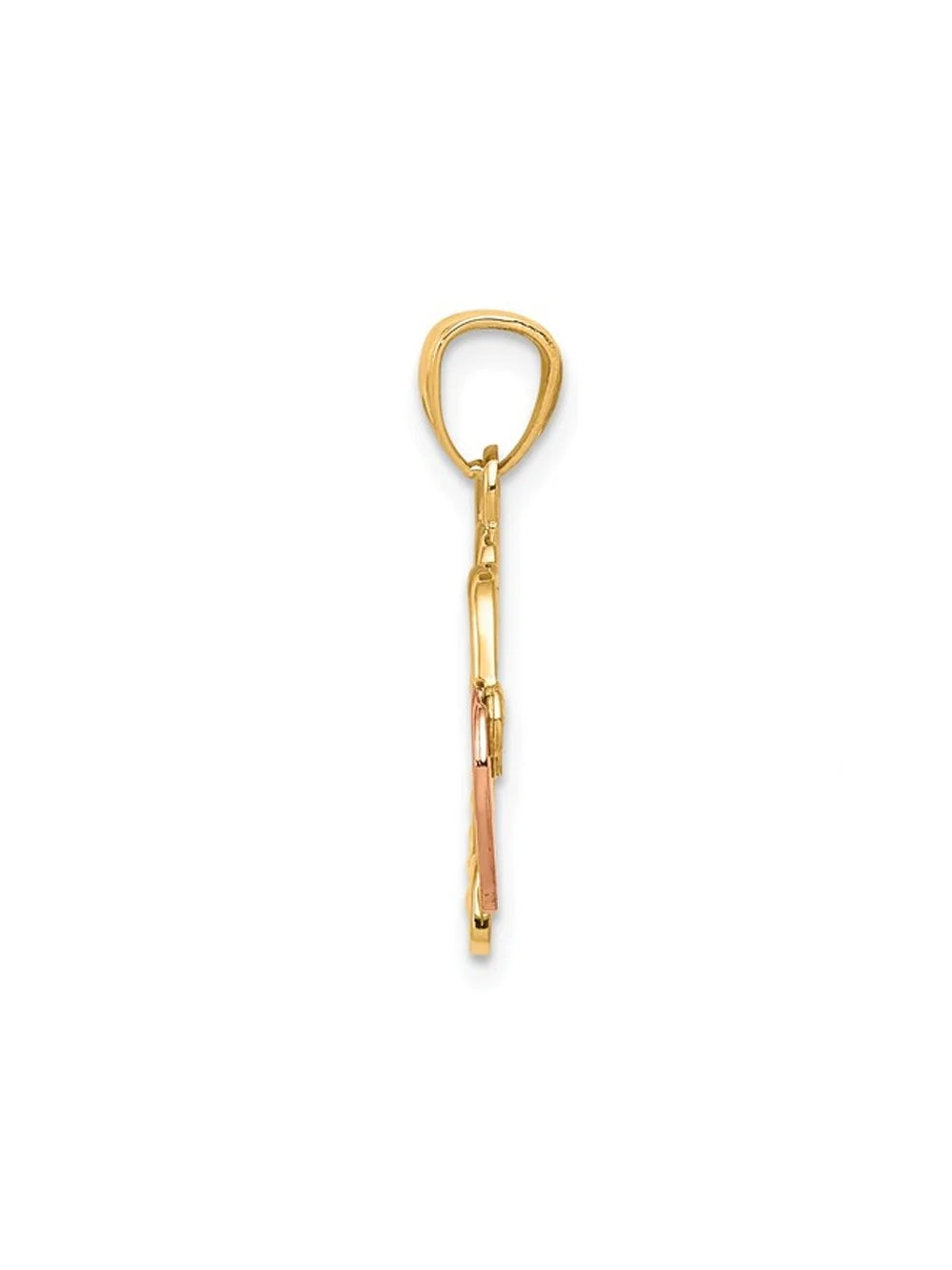 14K Yellow and Rose Gold Key & Heart Locket Pendant Necklace with Chain E42535