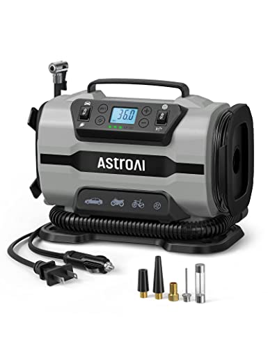 Portable Air Compressor 150PSI 12V DC/110V AC Dual Metal Motors LED Light T489