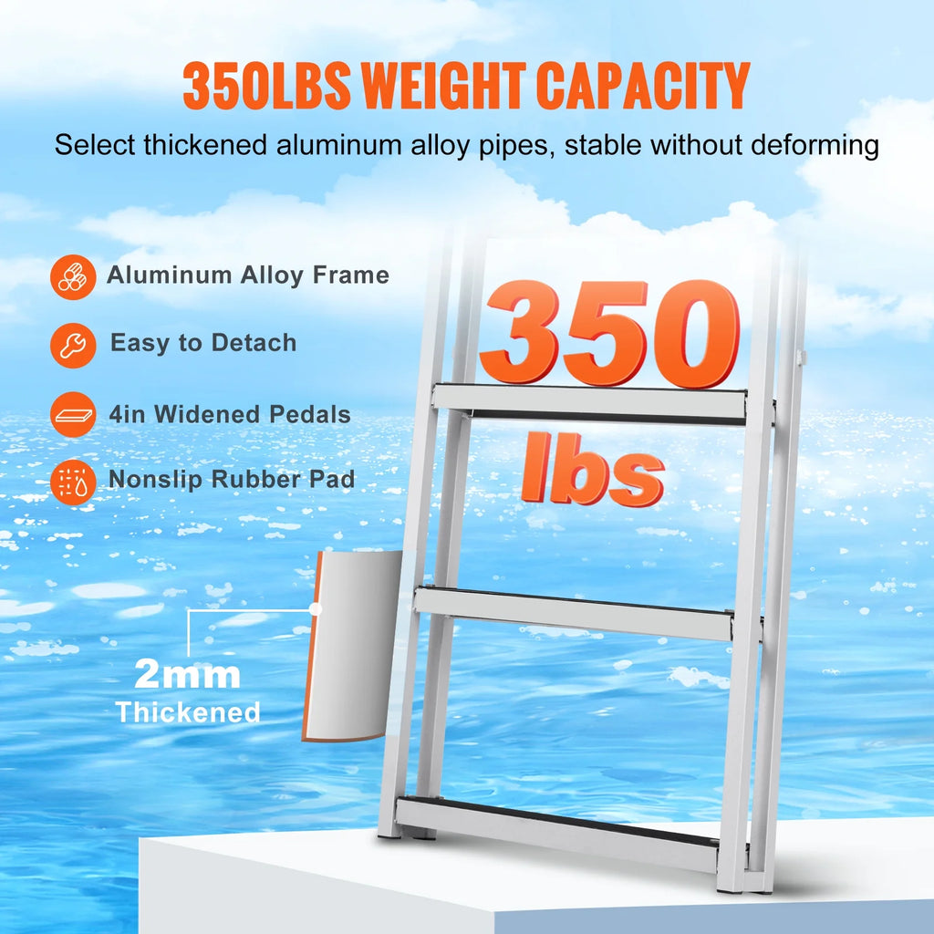 Aluminum Dock Ladder 55.1-67.1in Height Adjustable 4 Step G961485