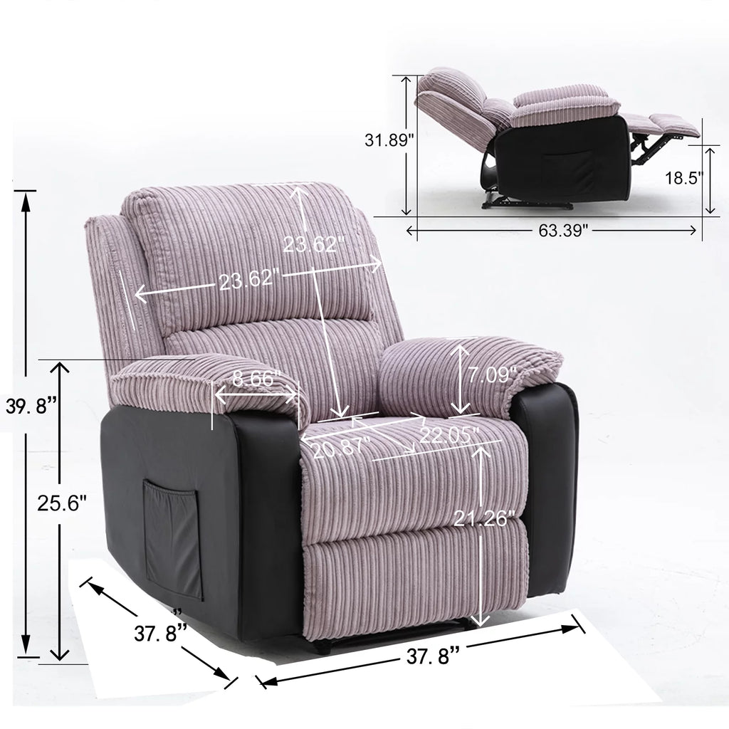 Electric Lift Recliner with Heat and Massage, Heavy Lounge Chair with Padded Arms and USB Q86222