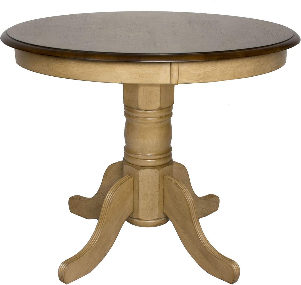 Distressed Two Tone Round Pedestal Dining Table R27873