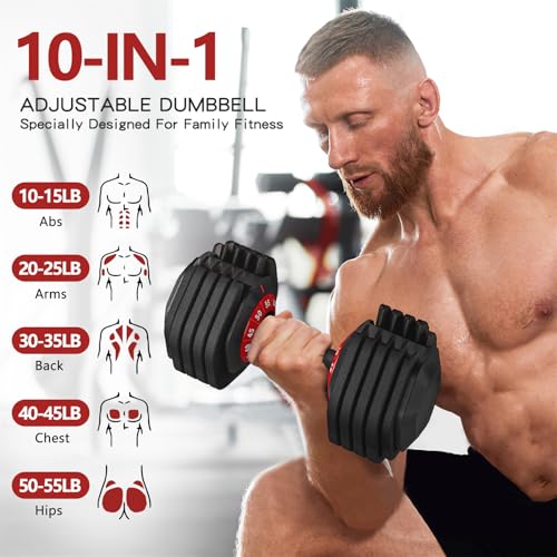 Adjustable Dumbbell 55LB Single Dumbbell Weight with Anti-Slip Metal Handle N7573