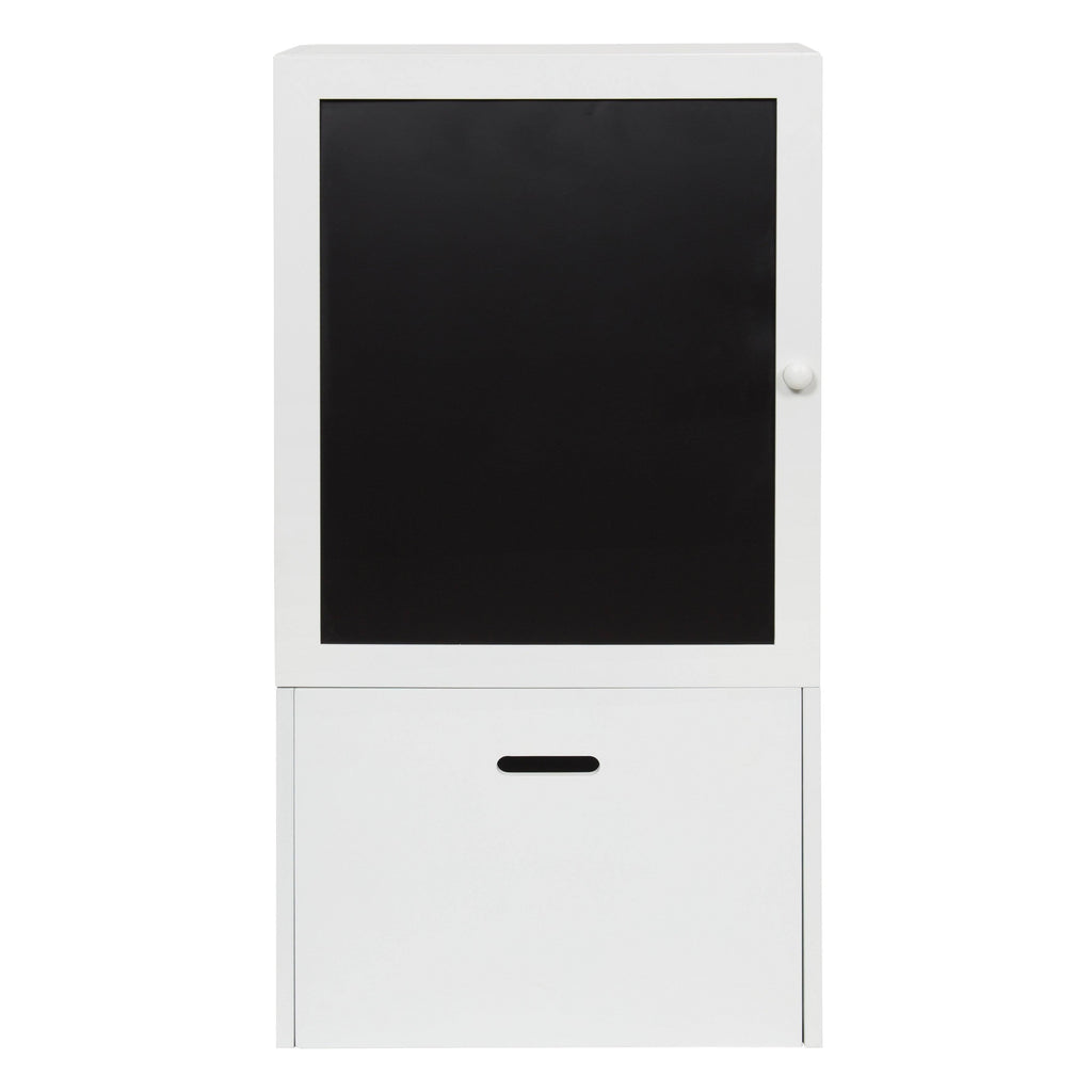 Black Wall Storage Cabinet with Magnetic Chalkboard Front and Pull-Out Drawer Z734
