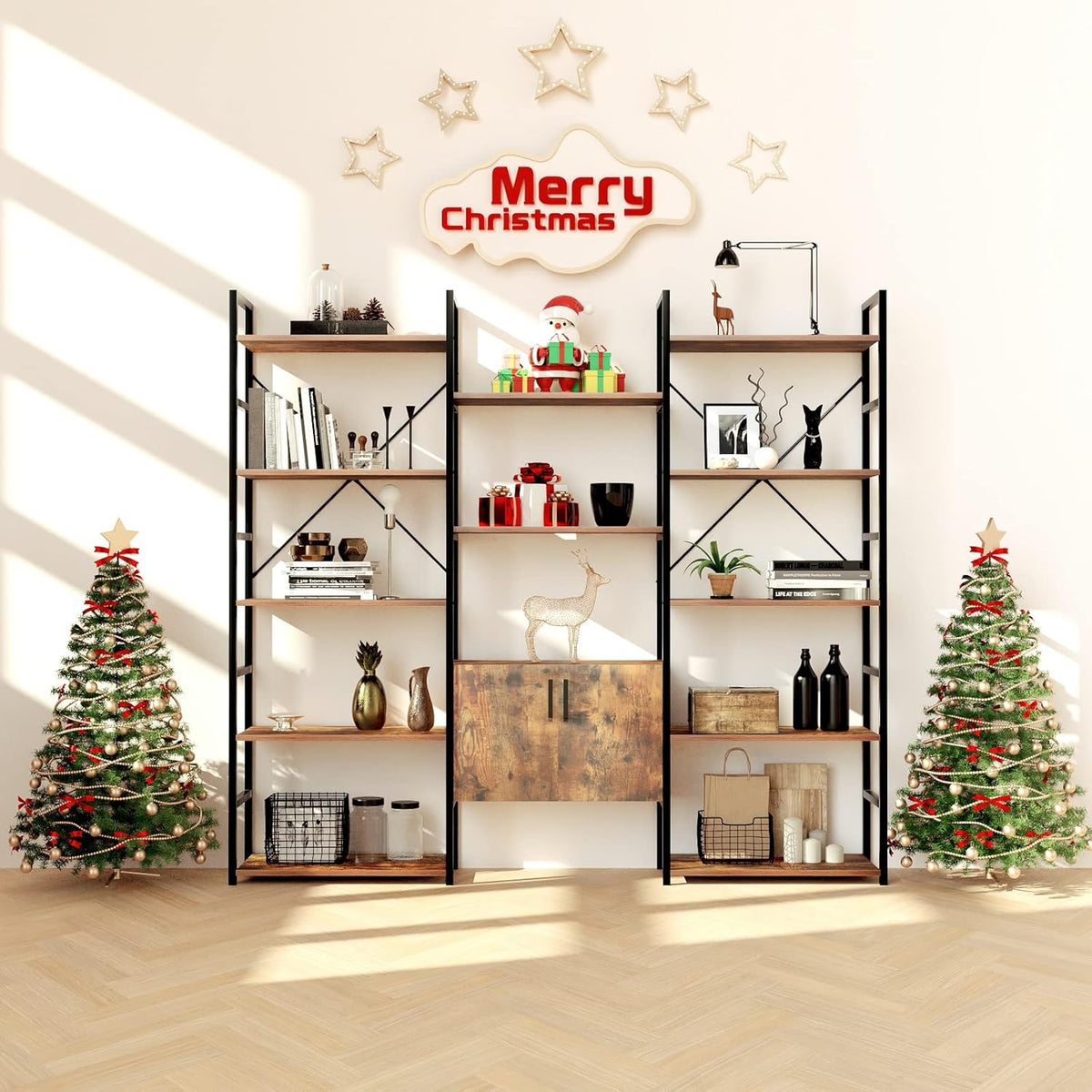 Rustic Brown 6-Shelf Bookcase R4427