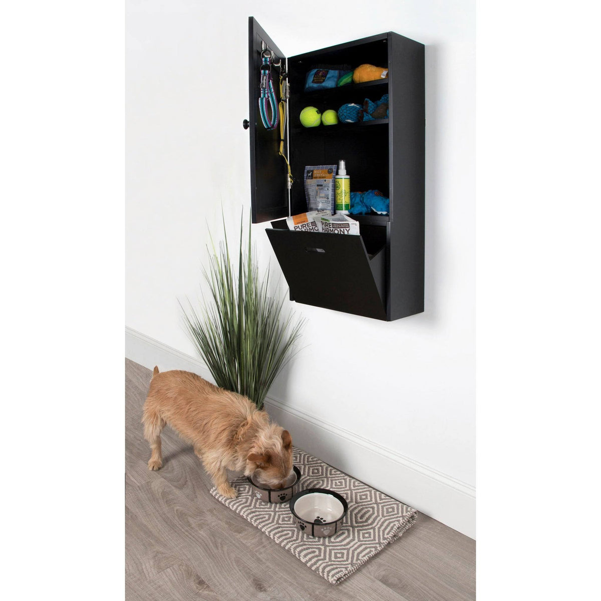 Black Wall Storage Cabinet with Magnetic Chalkboard Front and Pull-Out Drawer Z734