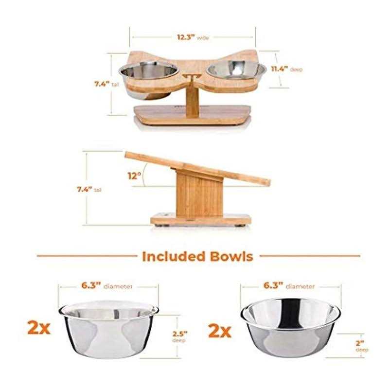Elevated Dog Bowl Stand with Stainless-Steel Food and Water Bowls G7458