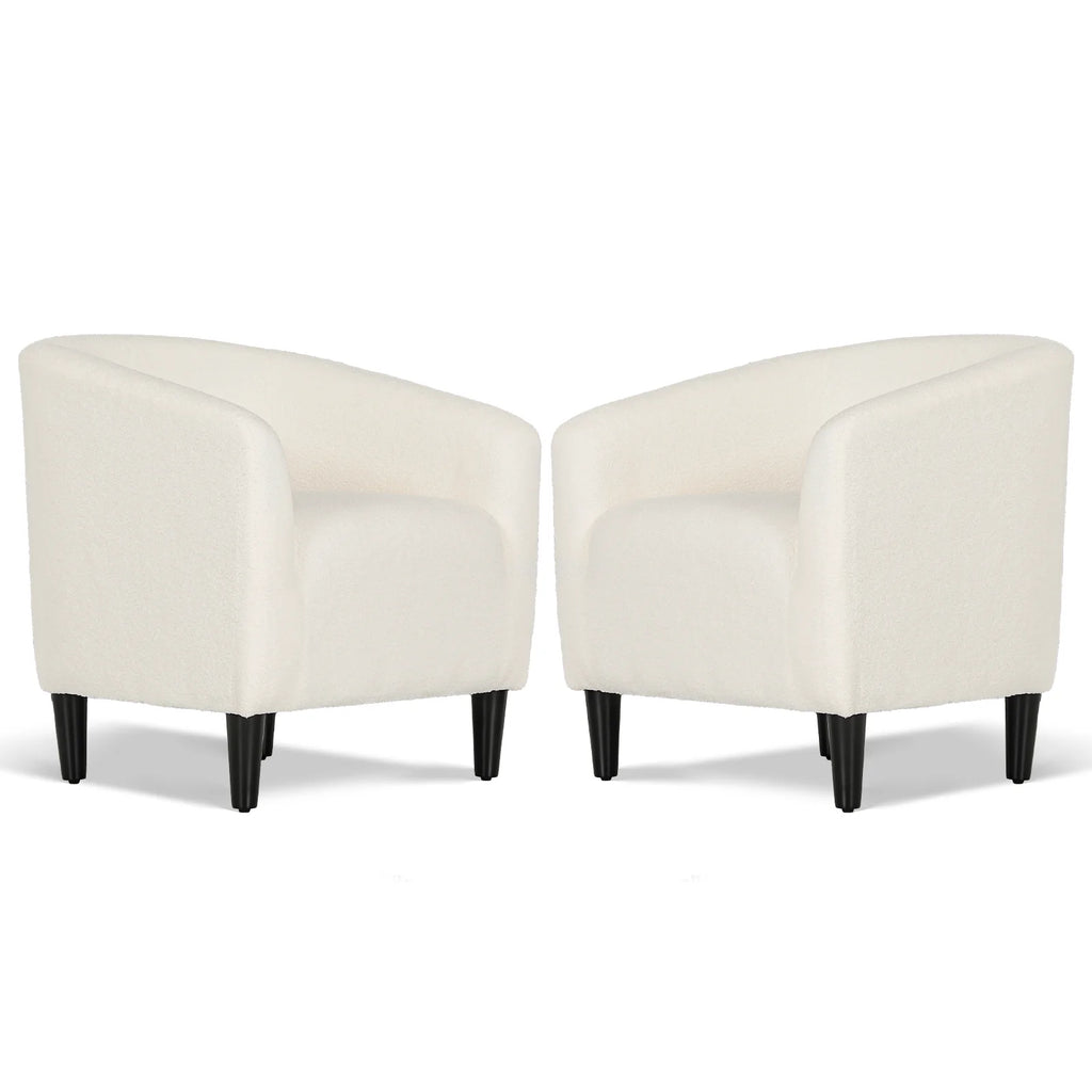 Cream Sherpa Upholstered Barrel Accent Chair M5755