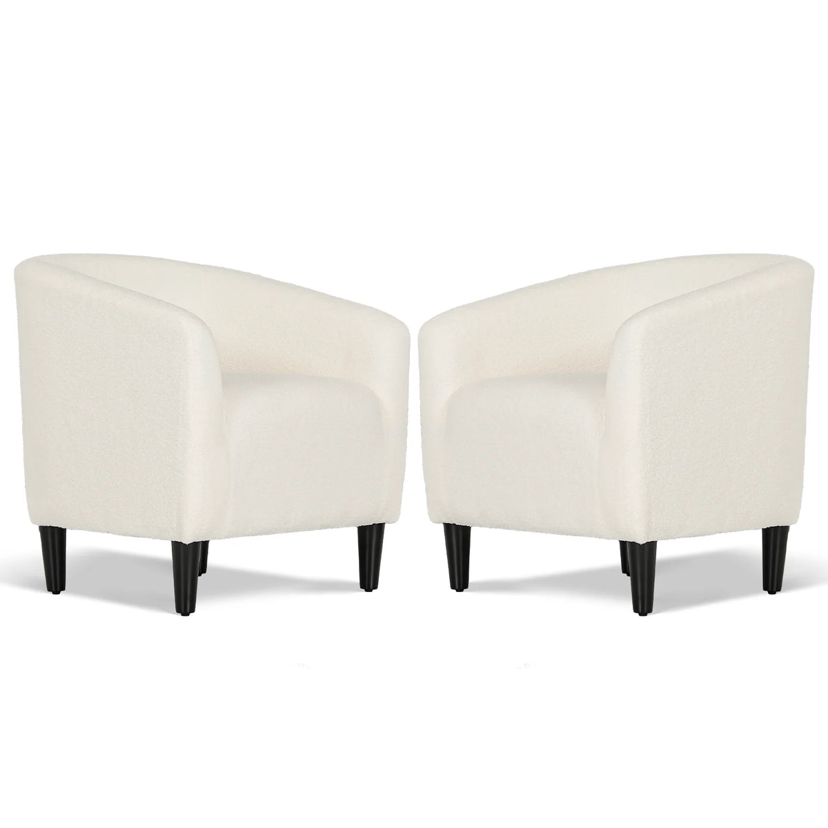 Cream Sherpa Upholstered Barrel Accent Chair M5755
