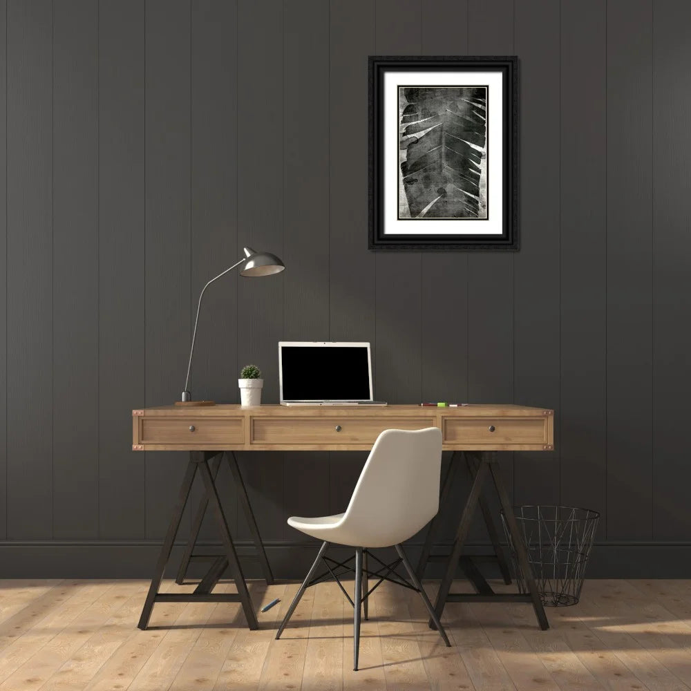 13x18 Black Ornate Wood Framed Double Matting Museum Art Print W722