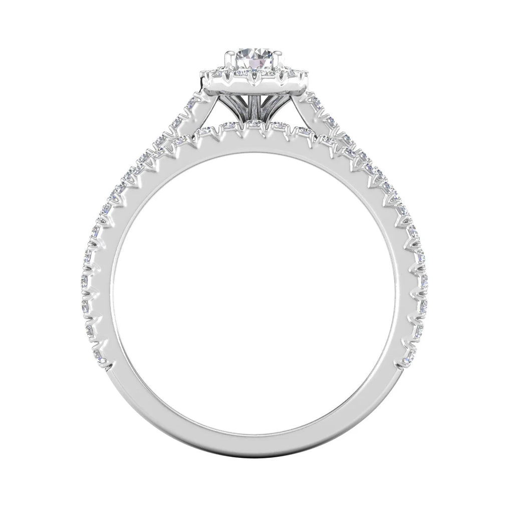10k White Gold Diamond Halo Bridal Set Engagement Ring L8160