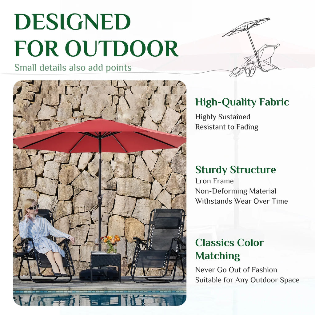 9-FT Outdoor Patio Umbrella with Push Button Tilt and Crank K620148