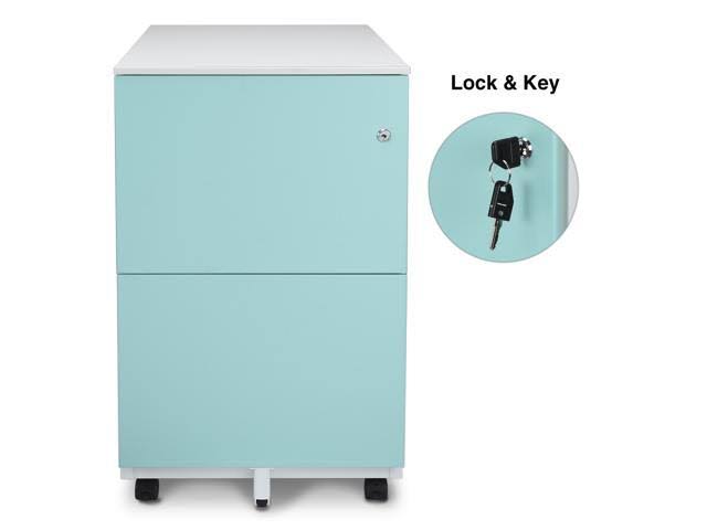Blue 2-Drawer Metal Mobile File Cabinet E167172