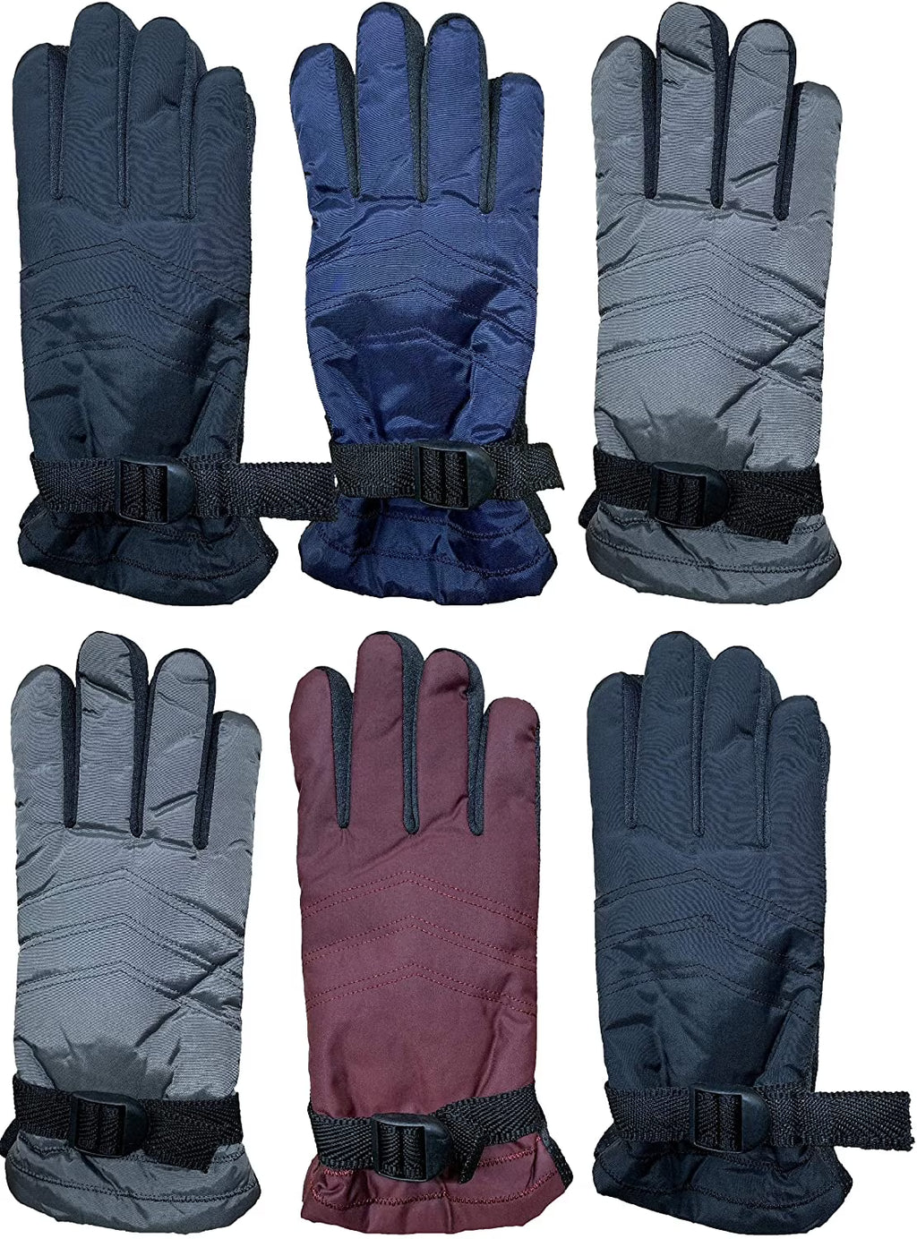 Winter Ski Gloves Fleece Lined Adjustable Strap Water Resistant W7796