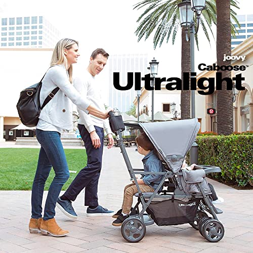 Black Double Stroller with Rear Bench and Standing Platform P417