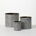 Geometric Motif Metal Planter Set of 3, Multicolored P843097