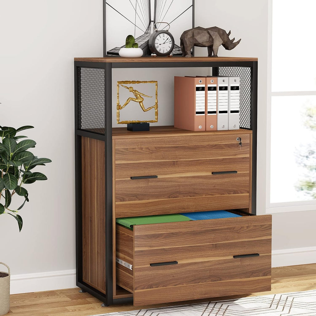 2 Drawer Locking File Cabinet with Storage Shelves M283307