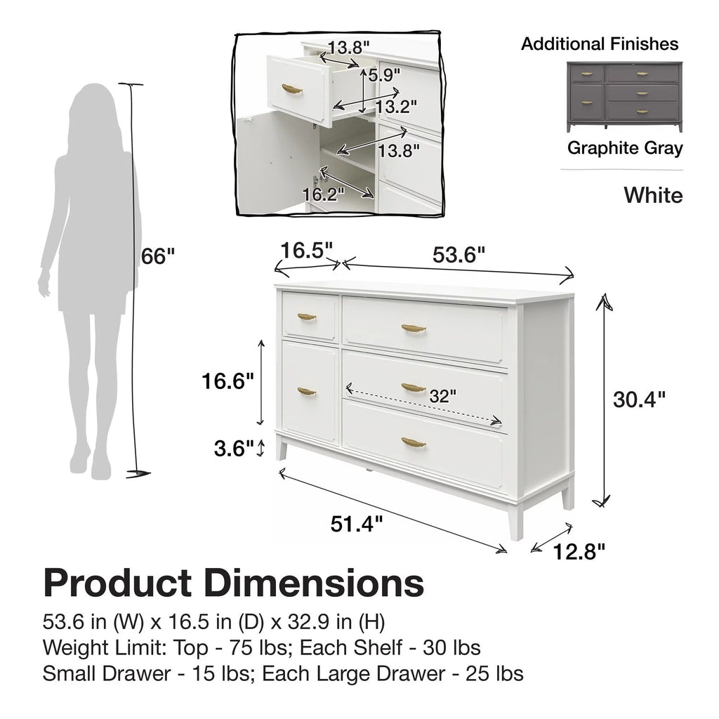 White Wide Dresser N229809
