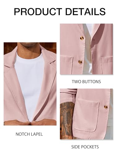 Mens Casual Linen Blazer Suit Jacket Two Button Slim Fit Lightweight Sport Coats F464105