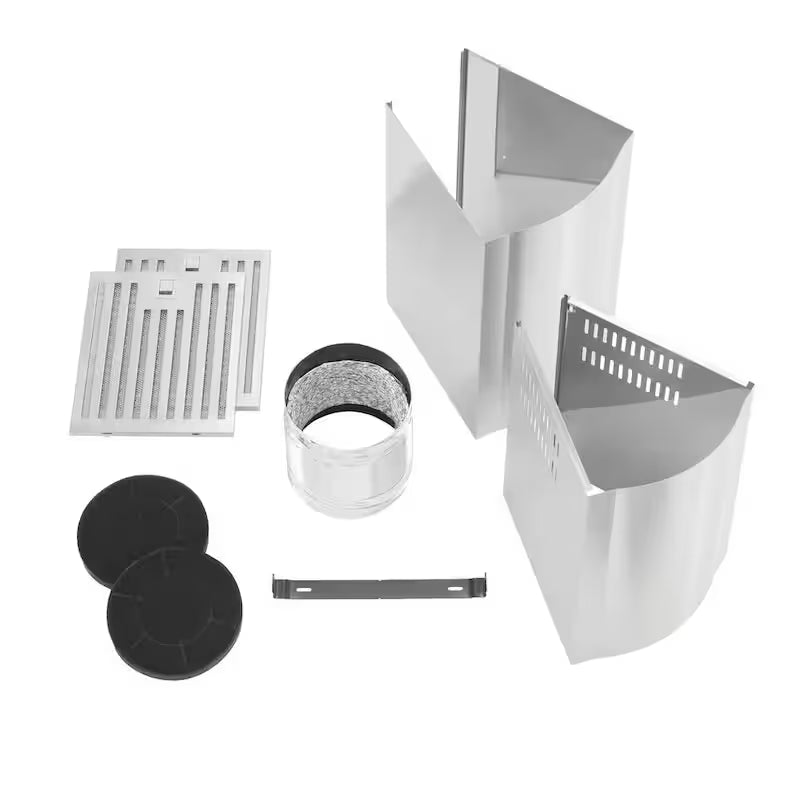 36 in. 500CFM Convertible Glass Wall Mount Range Hood in Stainless Steel with Charcoal Filters and LED Lighting Y23947