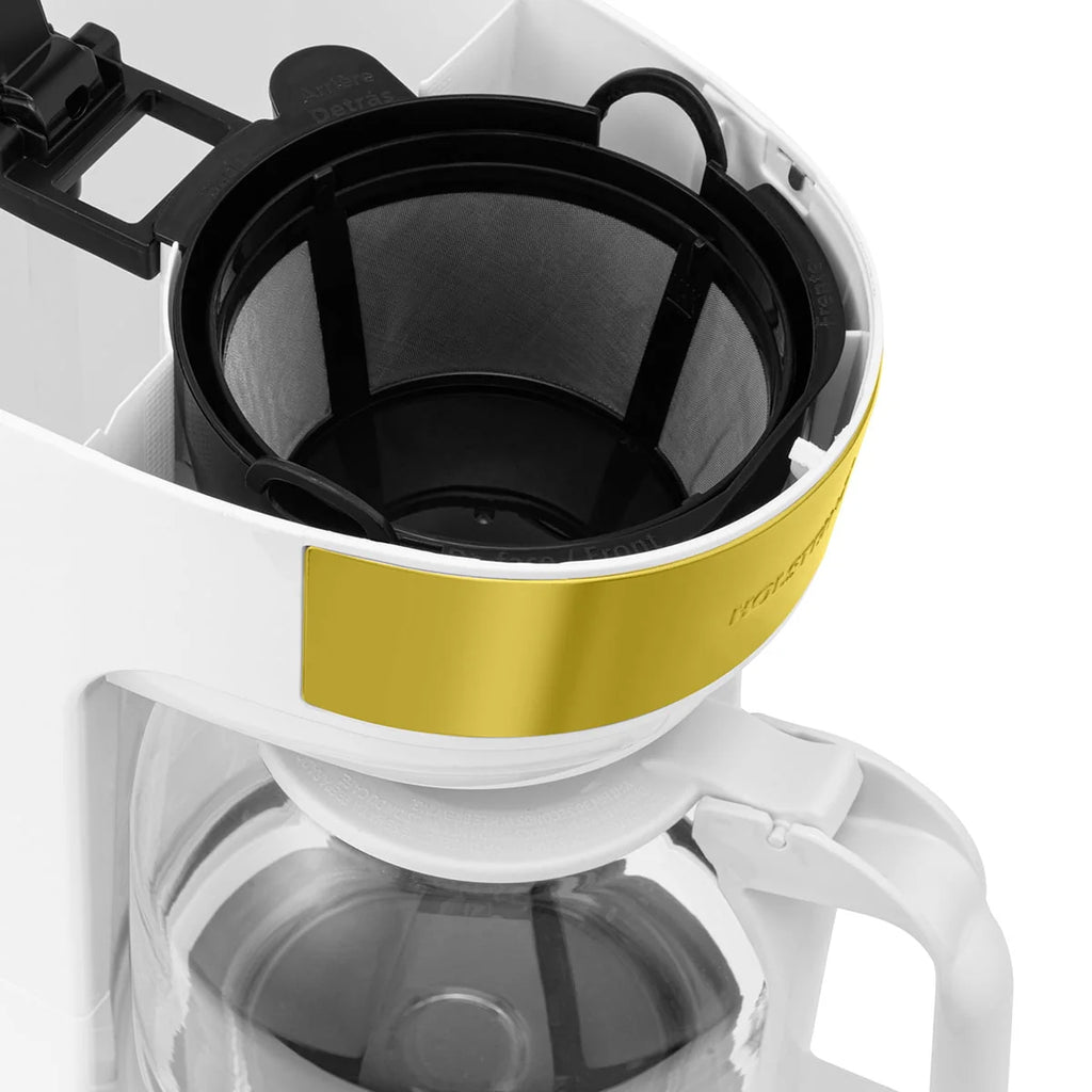 12-Cup Drip Coffee Maker with Permanent Filter, White and Gold M62902