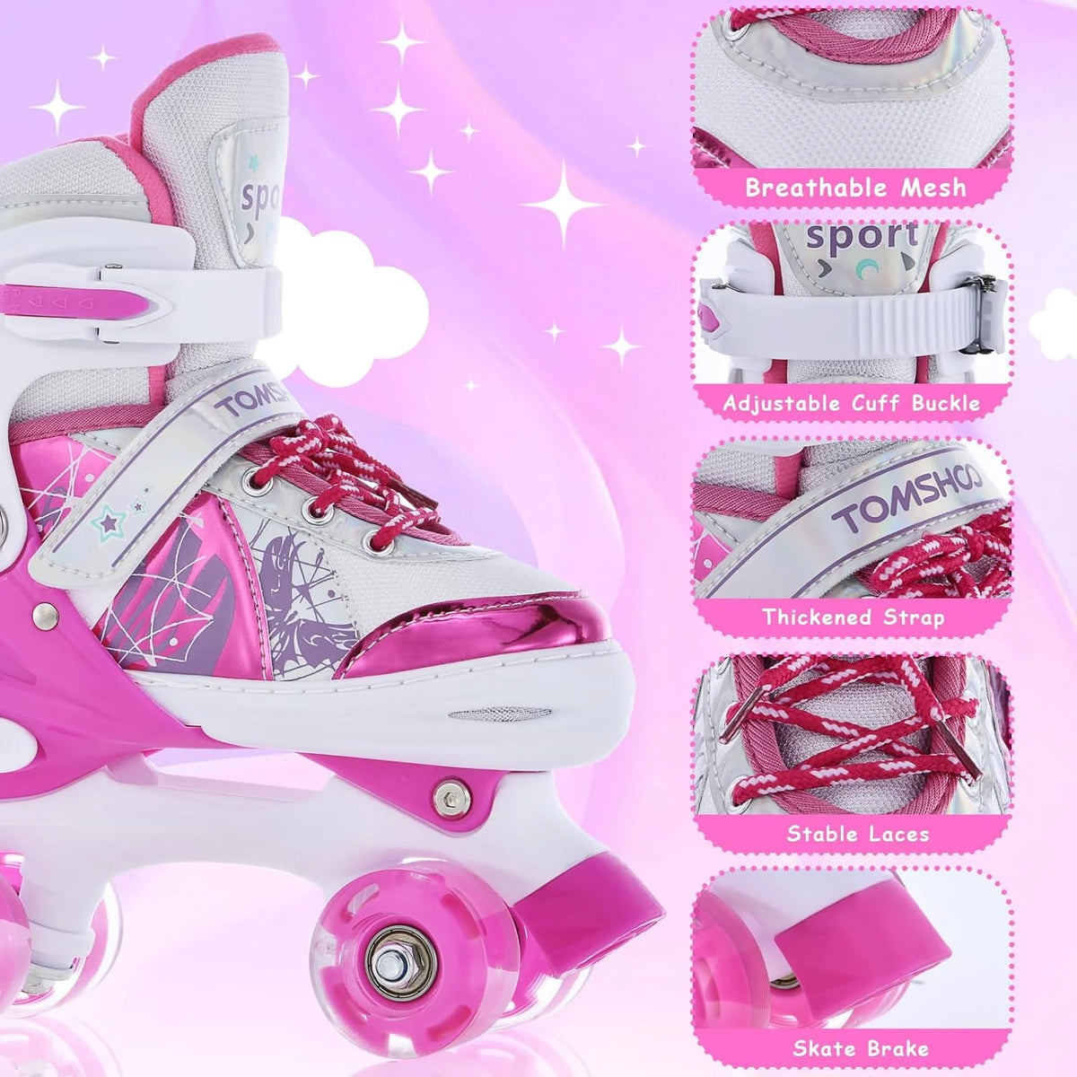Adjustable Light Up Purple Roller Skates Z28980