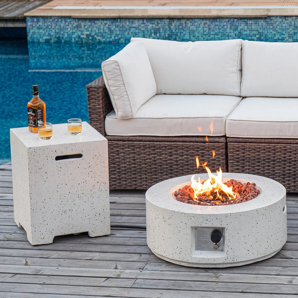 40,000 BTU Outdoor 28-inch Round Propane Fire Pit Table Set H911