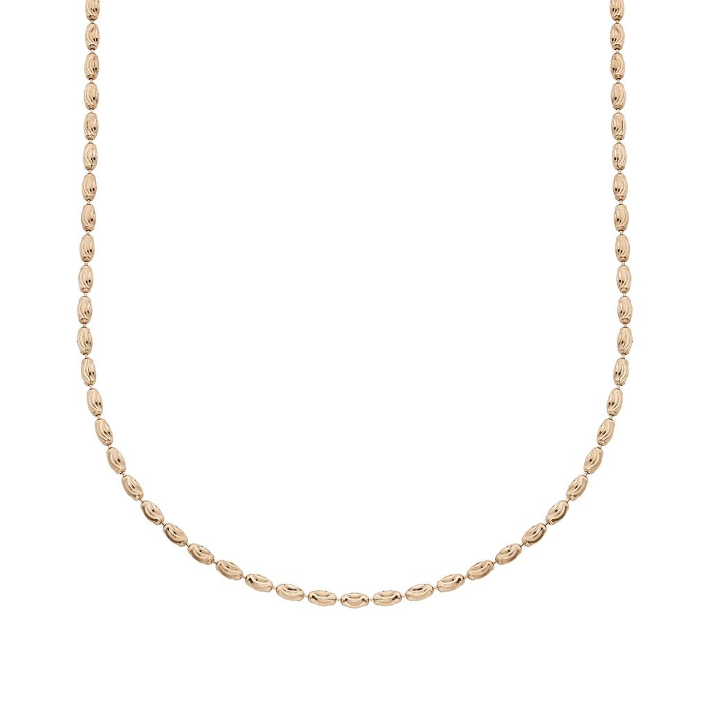 18k Rose Gold Plated Sterling Silver 2mm Rice Chain Necklace, 16” to 24” U313