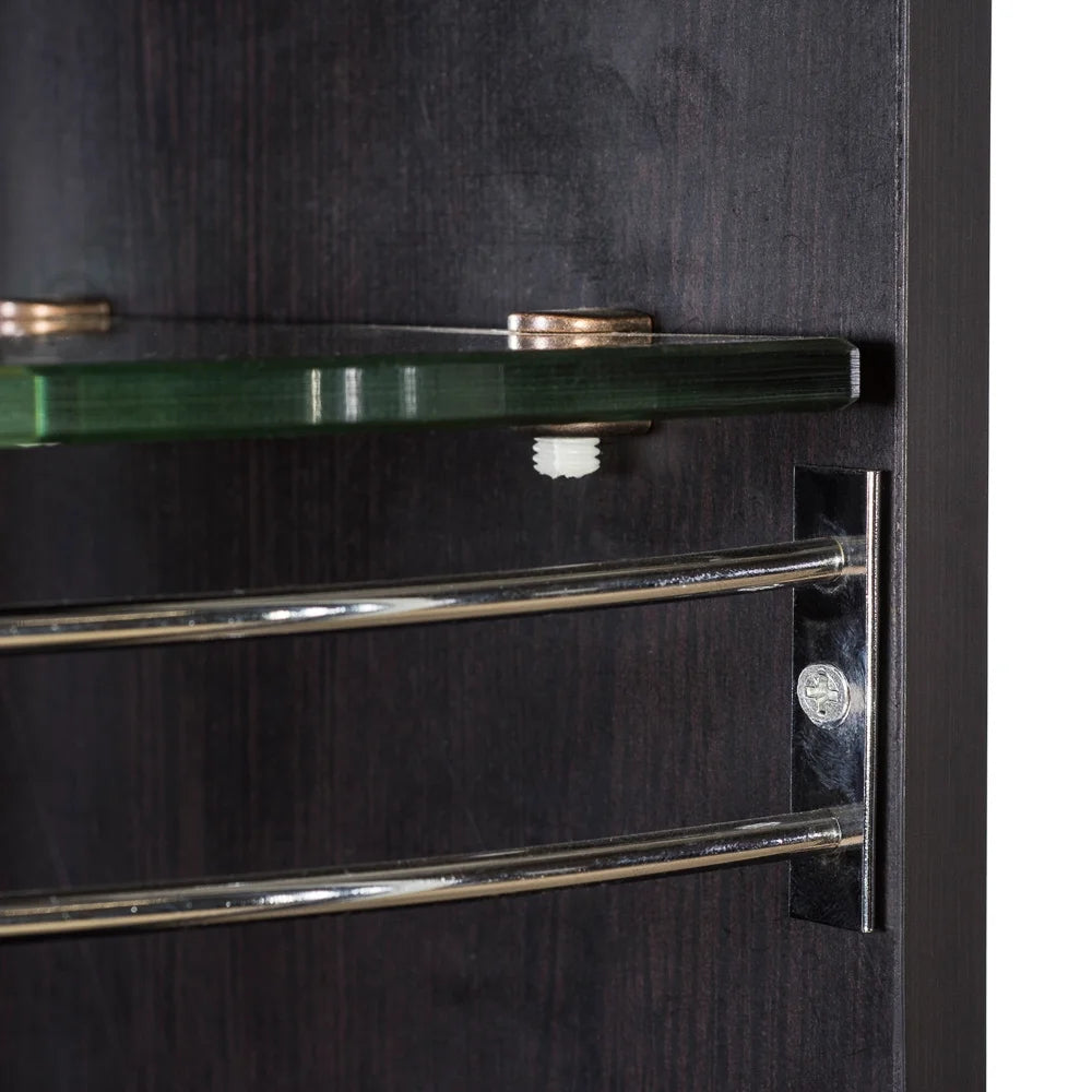 Black Corner Bar with Built-in Wine Rack and Lower Cabinet L9439