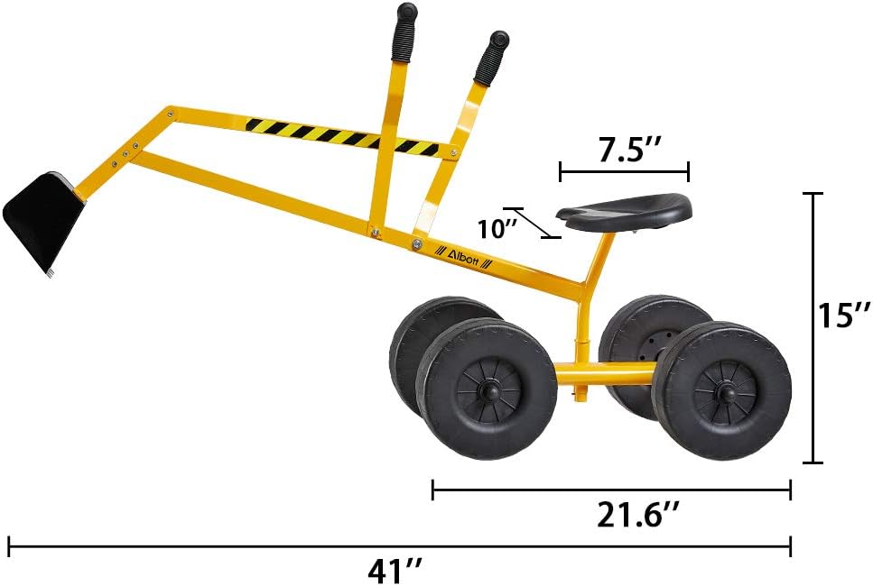 Ride On Excavator Crane Toy with Wheels, 360° Rotation Seat, Metal Digger T844