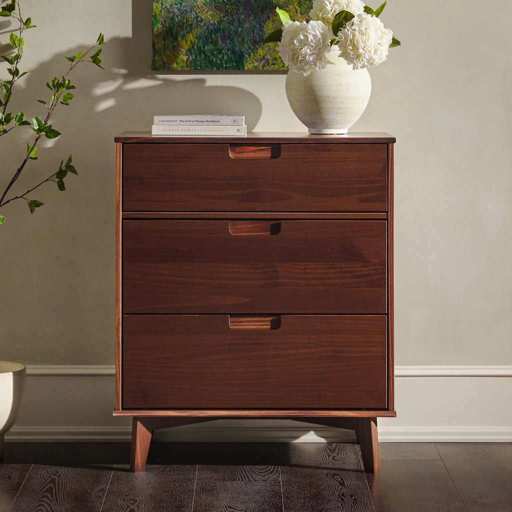 Solid Wood Walnut 3-Drawer Dresser Y54591