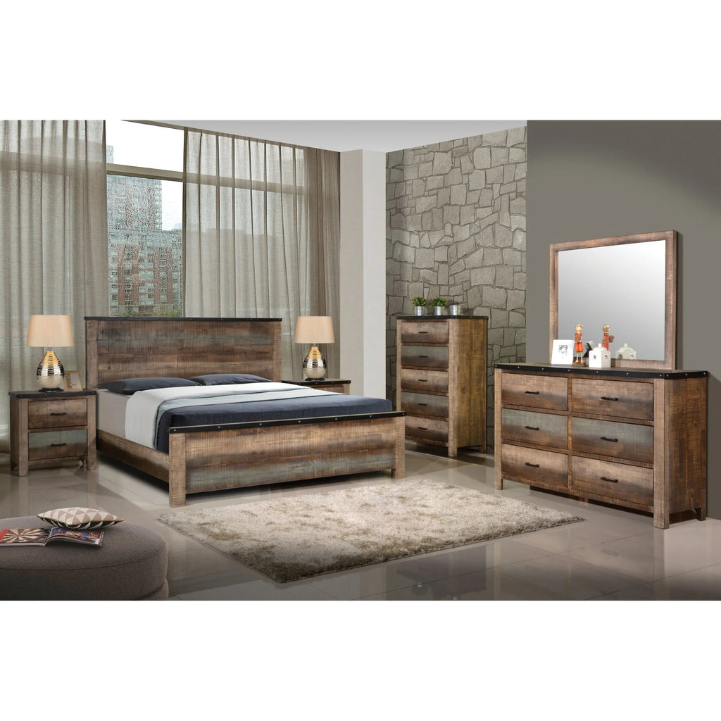 King Panel Bed Antique Multi-color N5802